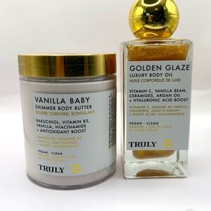 Truly Golden Glaze Oil 3.2 Oz & Vanilla Baby Shimmer Body Butter 6.7 Oz. Bundle